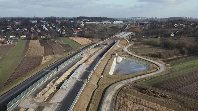 Budowa północnej obwodnicy Krakowa - zdjęcia styczeń 2024