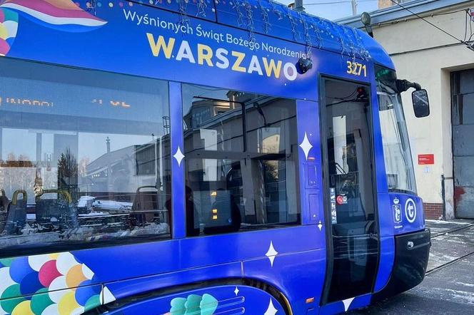 Świąteczny tramwaj w Warszawie 