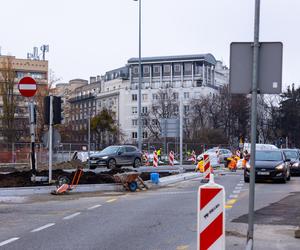 Remont placu Na Rozdrożu w Warszawie, listopad 2023