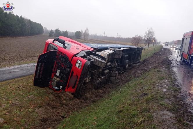 Trudne warunki na drogach w woj. lubelskim. W ciągu godziny dwa groźne zdarzenia drogowe