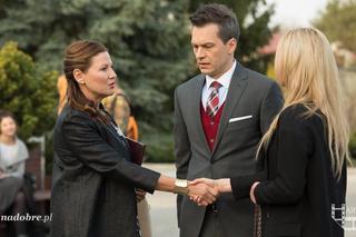 	Na dobre i na złe odc. 568. Wanda (Liliana Głąbczyńska-Komorowska), Andrzej Falkowicz (Michał Żebrowski), Kinga (Marta Dąbrowska)