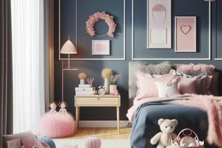 Granatowa ściana w pokoju dziewczynki