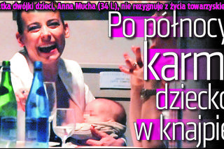 Anna Mucha po północy karmi dziecko w knajpie!