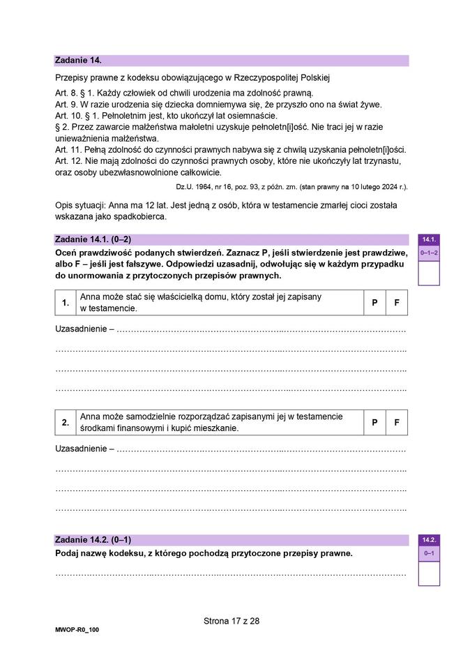 WOS 2024 - matura, arkusze CKE (formuła 2023)