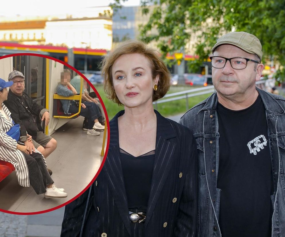 Gabriela Muskala Zbigniew Zamachowski jadą metrem