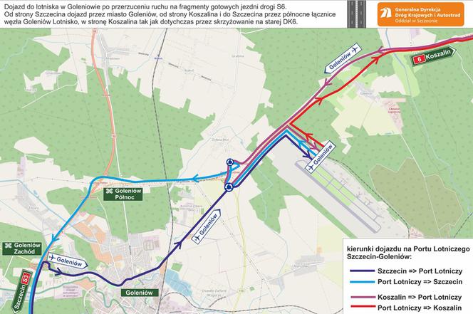 Zmiana organizacji ruchu na dojeździe na lotnisko w Goleniowie