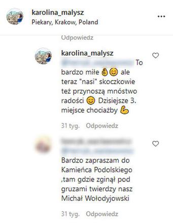 Karolina Małysz odpowiada fanowi