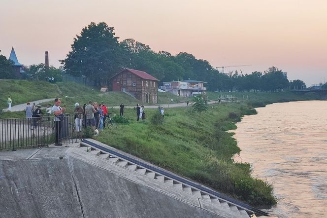 Mieszkańcy Wrocławia monitorują Odrę na Jazie Różanka. Ustawiono metalowe zapory