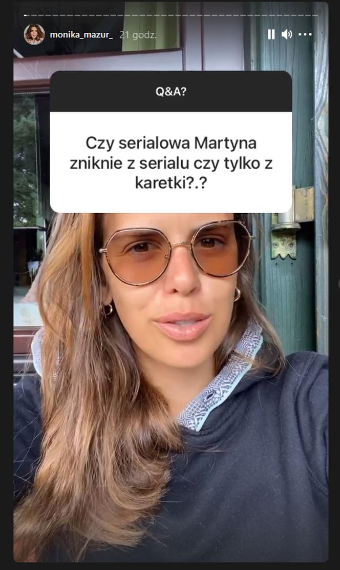 Monika Mazur (Martyna z Na Sygnale) na Instagramie o zniknięciu z serialu