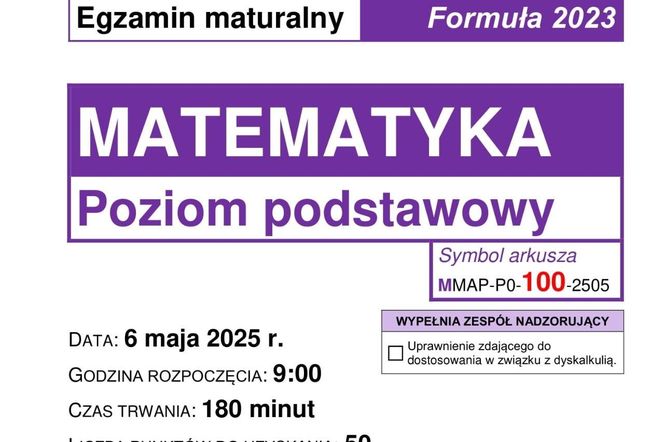Matura matematyka 2025 - ARKUSZ CKE, ODPOWIEDZI, ZADANIA, DO POBRANIA [6.05.2025]