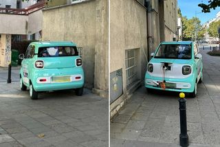 „Kucyk” pasł się prądem z prokuratury. Tak ładowali elektryczne auto. Przedłużacz zwisał z okna!