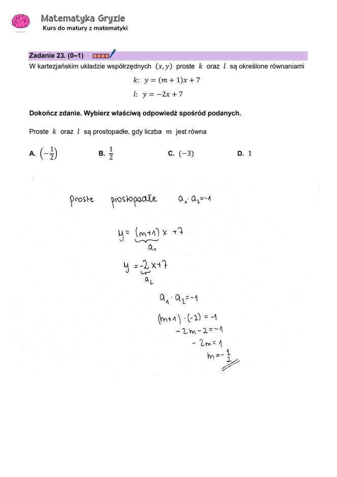 Matura z matematyki 2024 - ODPOWIEDŹ - ZADANIE 23