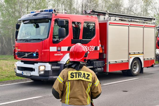 Pożar traw w krakowskiej dzielnicy Dębniki