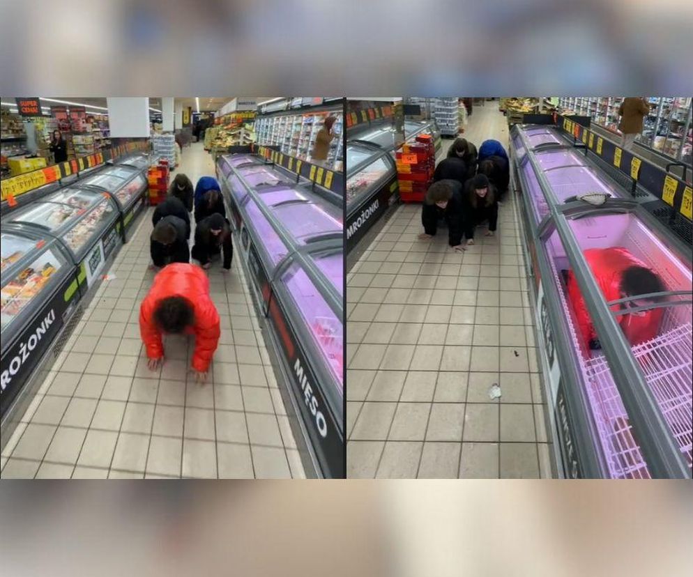 Pełzające nastolatki w Lidlu i Biedronce. Jeden wszedł do lodówki na mięso. Zaskakujący trend znowu szokuje