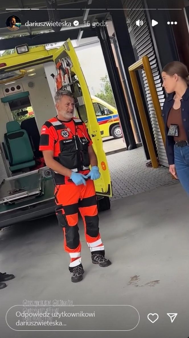 Na sygnale nowy sezon. Wiktor (Wojciech Kuliński), inspektor Urszula Krzaklewska (Małgorzata Tuszyńska) na planie