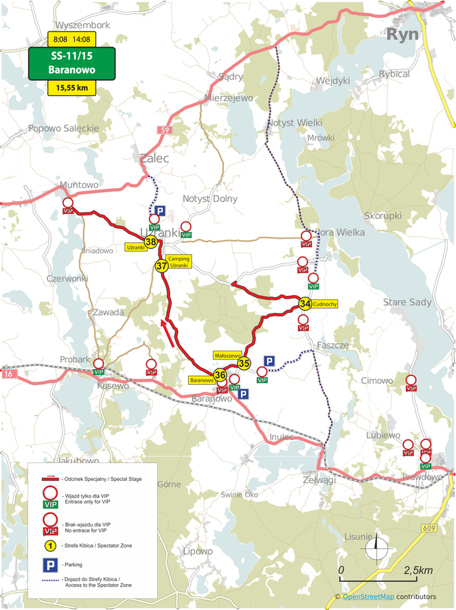 Rajd Polski 2017, odcinek specjalny Baranowo SS 11/15 - MAPA