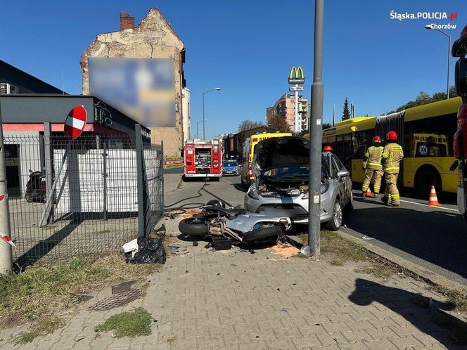 W Chorzowie doszło do dwóch wypadków z motocyklistami. Jeden trafił do szpitala