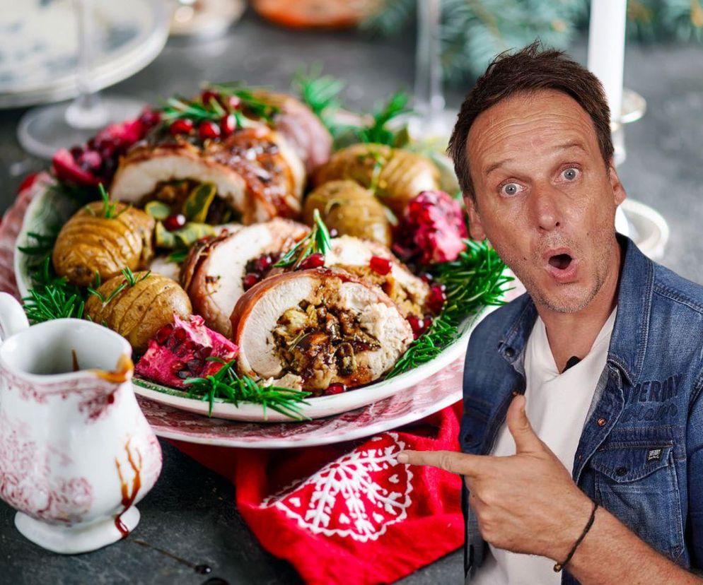 Faszerowany indyk od Pascala Brodnickiego. Grzybowy farsz robi całą robotę