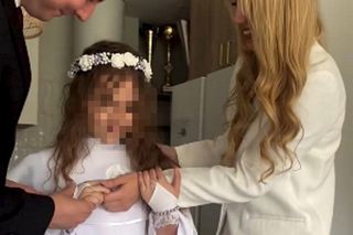 Pierwsza Komunia Święta córki Schreiberów. Marianna w towarzystwie nowego partnera