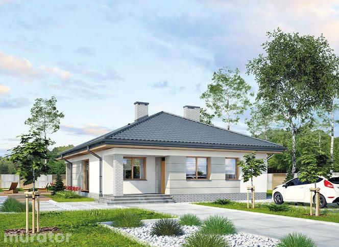Projekt parterowego domu do 100 m² bez garażu. Są w nim 4 pokoje