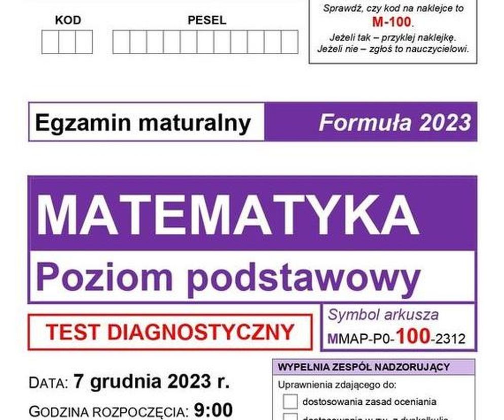 Matura próbna 2023 - odpowiedzi z matematyki