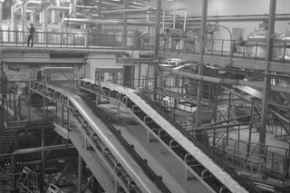Wnętrze hali fabrycznej w Łapach, 1973 r.