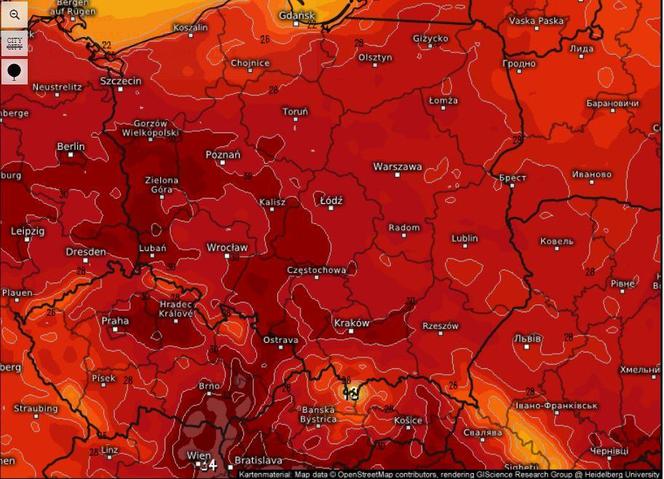Mapa gorąca w Polsce 2 września 2024