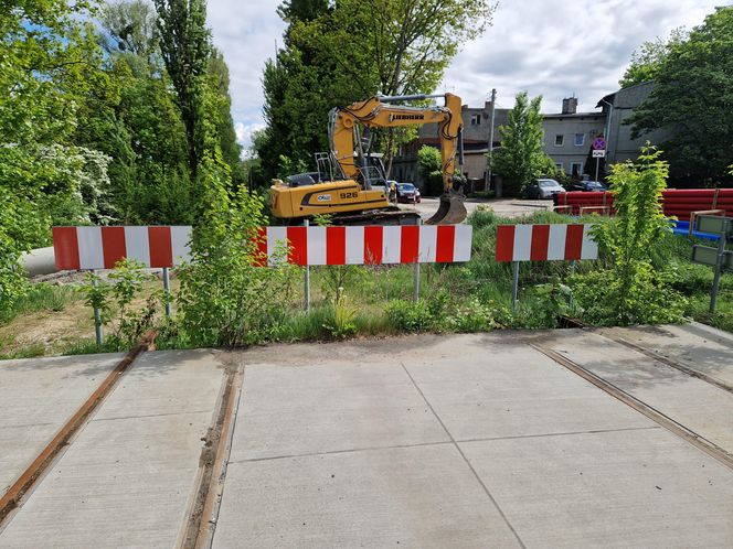Torowisko tramwajowe na Babiej Wsi w Bydgoszczy zarośnięte chwastami. Tramwaje zniknęły stąd lata temu