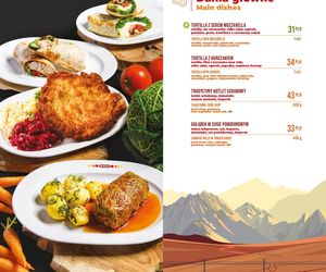 Menu w wagonie restauracyjnym Wars PKP Intercity