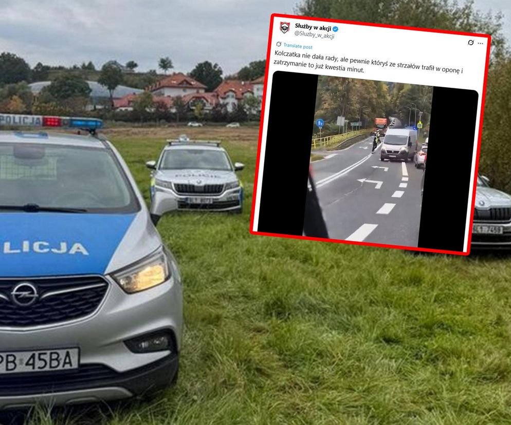 Nieudana blokada policji pod Jelenią Górą. Kierowca fiata ducato pojechał dalej [ZDJĘCIA]