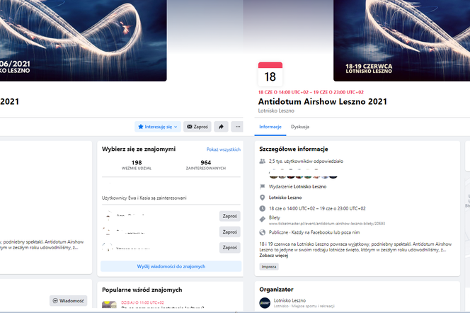 Uwaga na fejkowe konto pikniku szybowcowego! Ktoś na facebooku założył fanpejdż Antidotum Air Show Leszno 2021.
