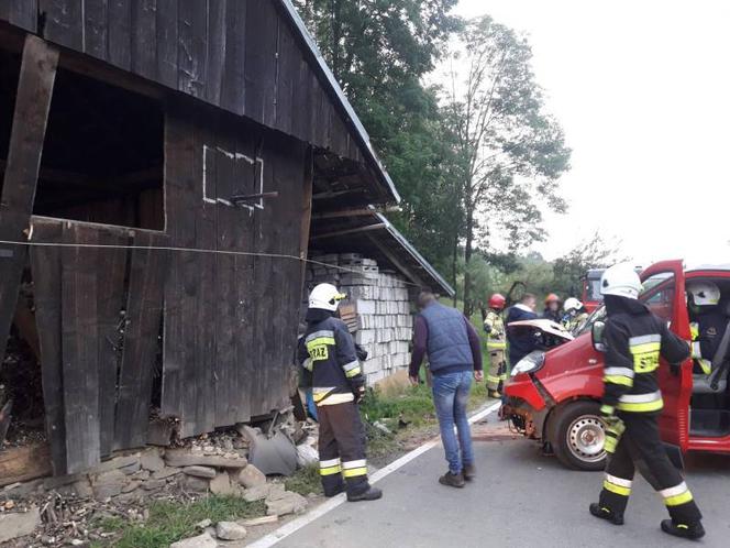 Kicznia. Uderzył samochodem w budynek. Wszystko przez dzikie zwierzę