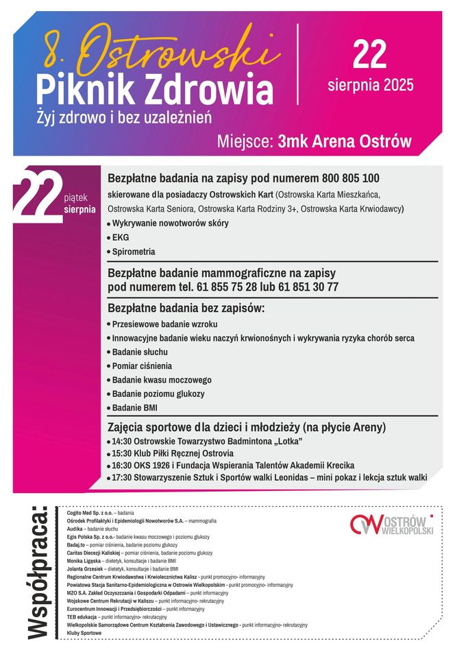 Przyjdź i przebadaj się! Przed nami 8. Ostrowski Piknik Zdrowia