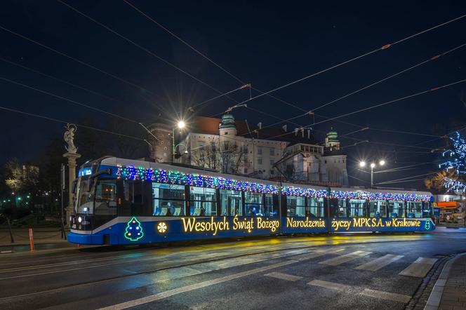 Świąteczny tramwaj w Krakowie
