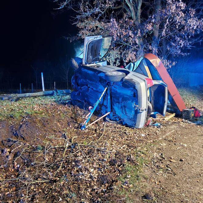 Przerażające zdjęcia z miejsca wypadku w pow. opolskim. Auto całkowicie zniszczyło przystanek