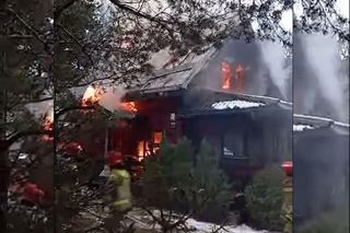 Ogromny pożar domku letniskowego w Koskowicach. Budynek spłonął doszczętnie 