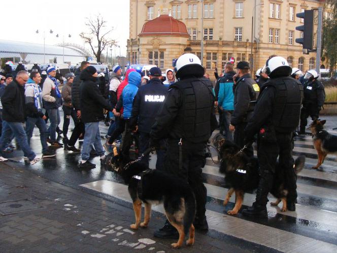 Przemarsz kibiców Wisły Płock na Inea Stadion w Poznaniu