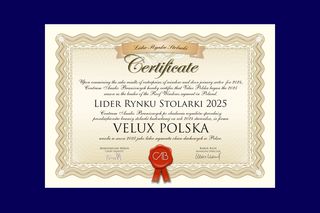 Dyplom Lider Rynku Stolarki 2025 dla VELUX