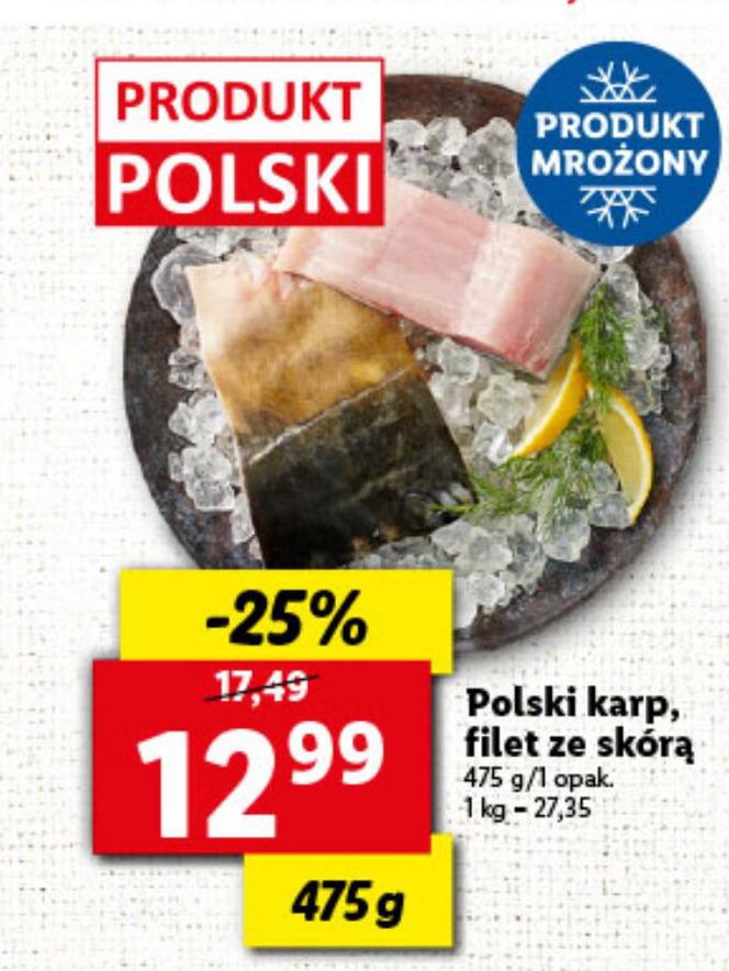  polski karp ze skórą 12,99 zł/475 g 