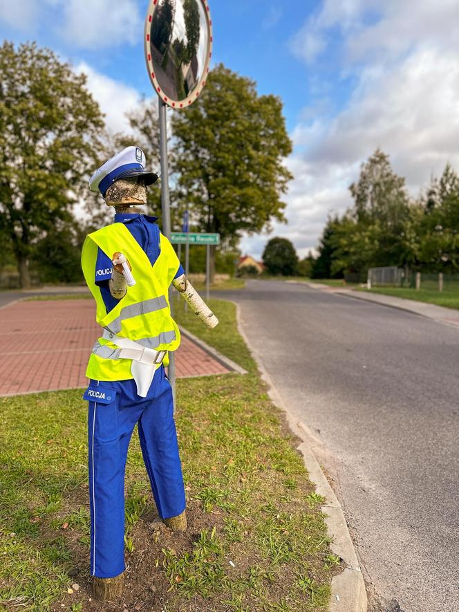 Porządku na drodze pilnuje stróż prawa z drewna