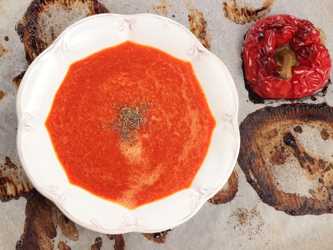 Kremowa zupa z pieczonej papryki i kalafiora