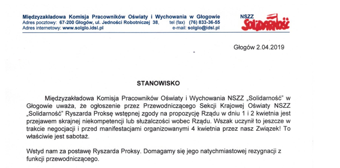 Związkowcy są oburzeni. Jest nam wstyd za postawę Proksy
