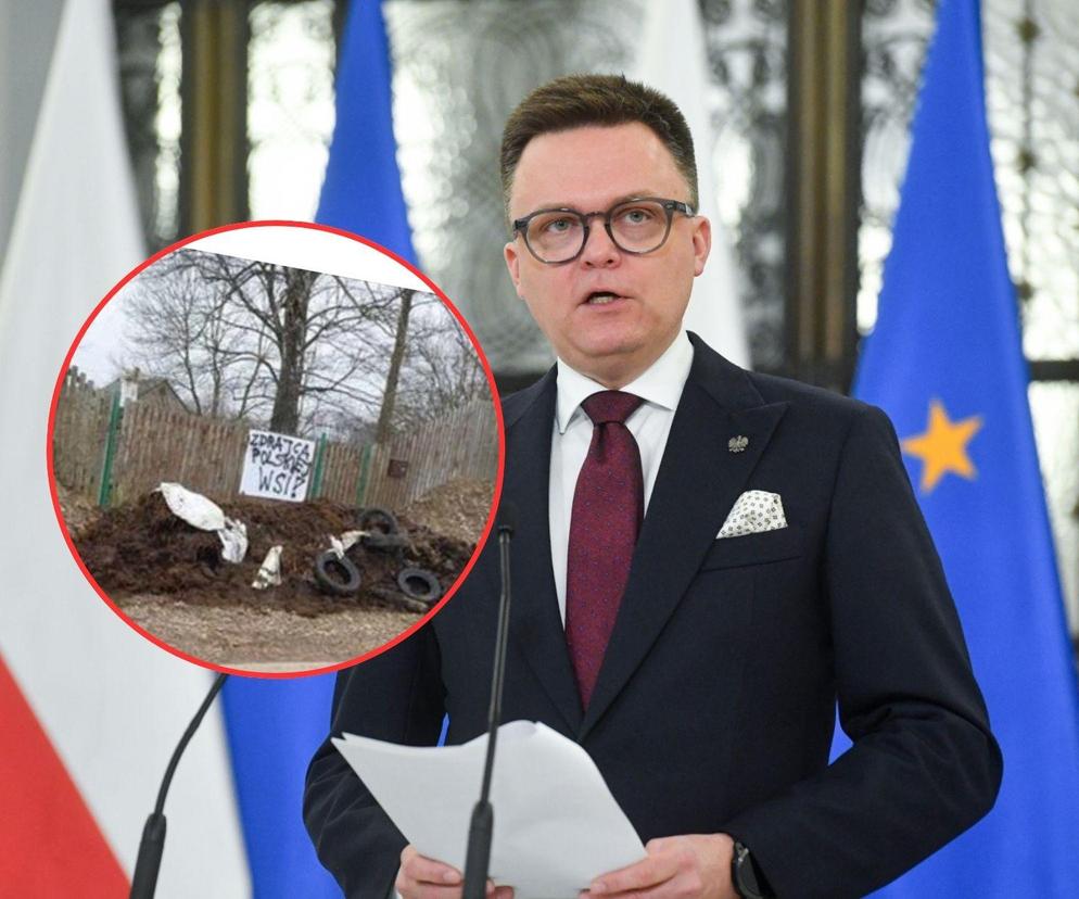 Hołownia pod ostrzałem protestujących. Rolnicy wysypali obornik przed jego podlaską posesją