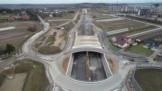 Budowa północnej obwodnicy Krakowa - zdjęcia styczeń 2024