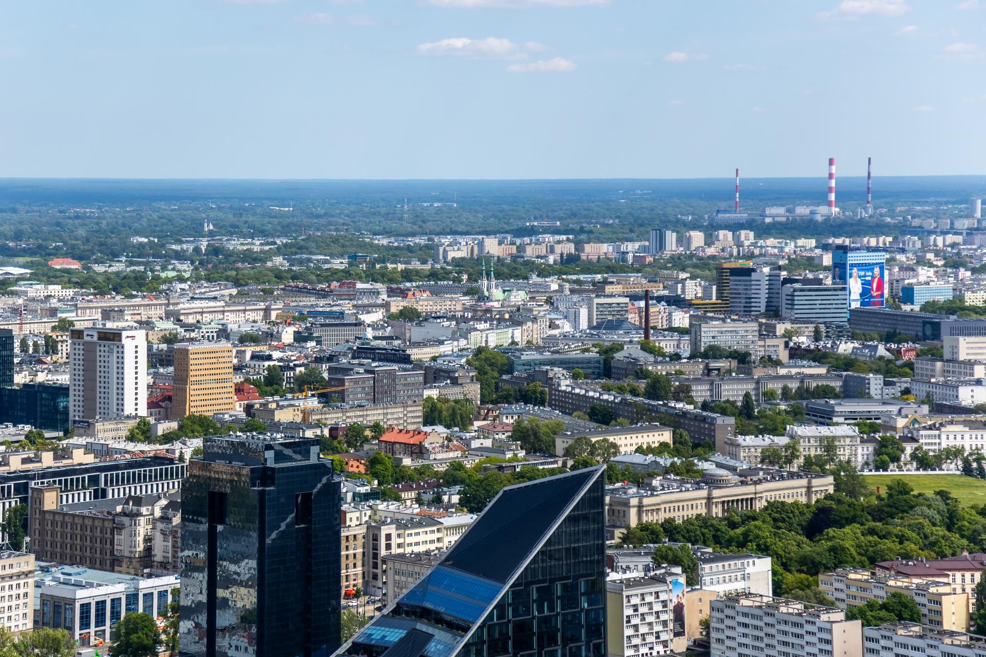 Panorama Warszawy z wieżowca Skyliner