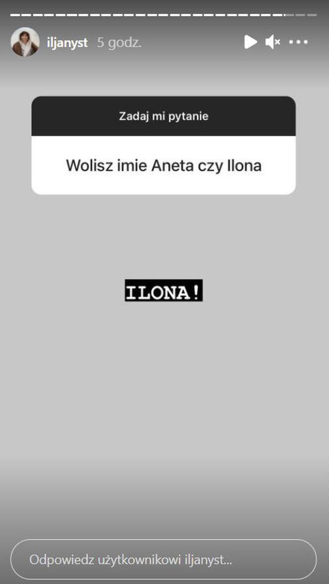 M jak miłość: Ilona Janyst (Aneta) o imieniu na Instagramie 
