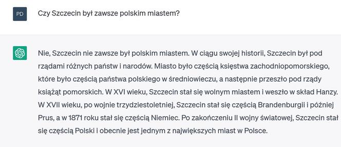 Chat GPT o Szczecinie 