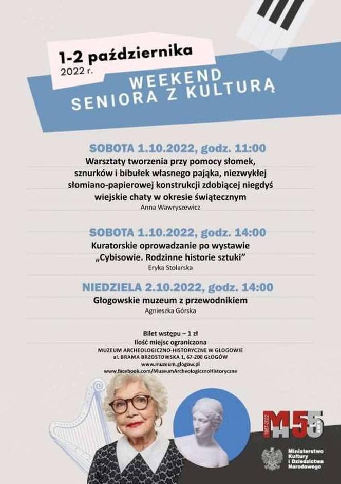 Plakat akcji- Weekend seniora z kulturą w Głogowie 