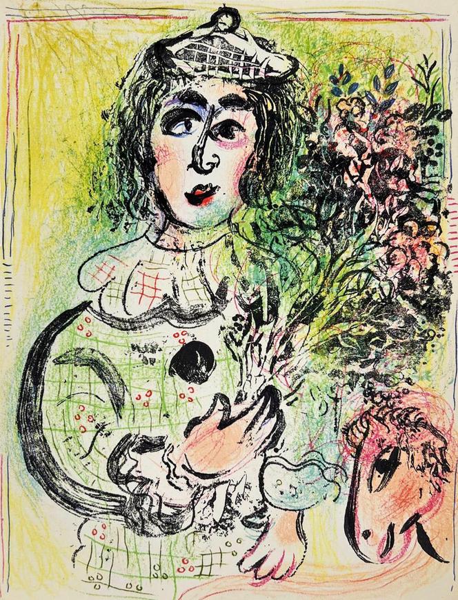 Marc Chagall, "Klaun z kwiatami"