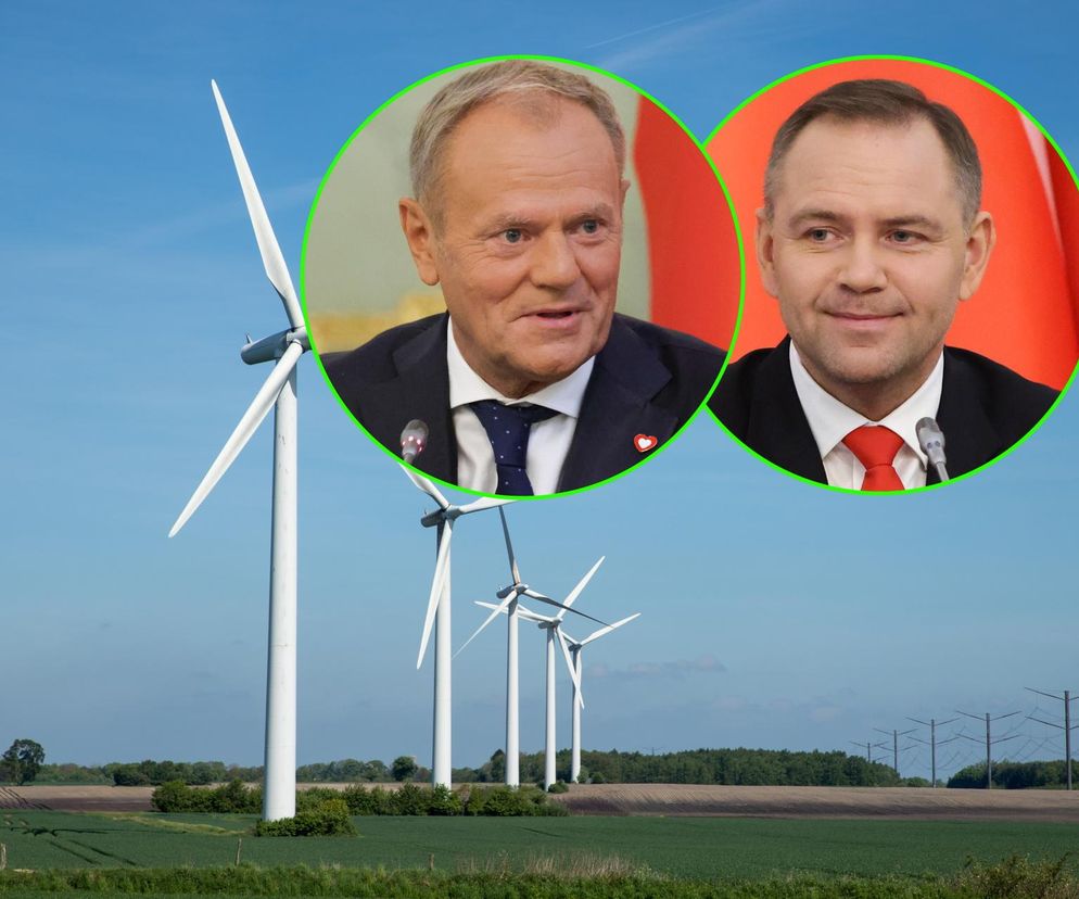 Nawrocki, Tusk, wiatraki